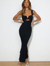 Hollow Out V Neck Mermaid Mesh Maxi Dress