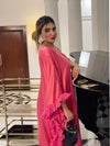 One Shoulder Ruffles Pink Dress