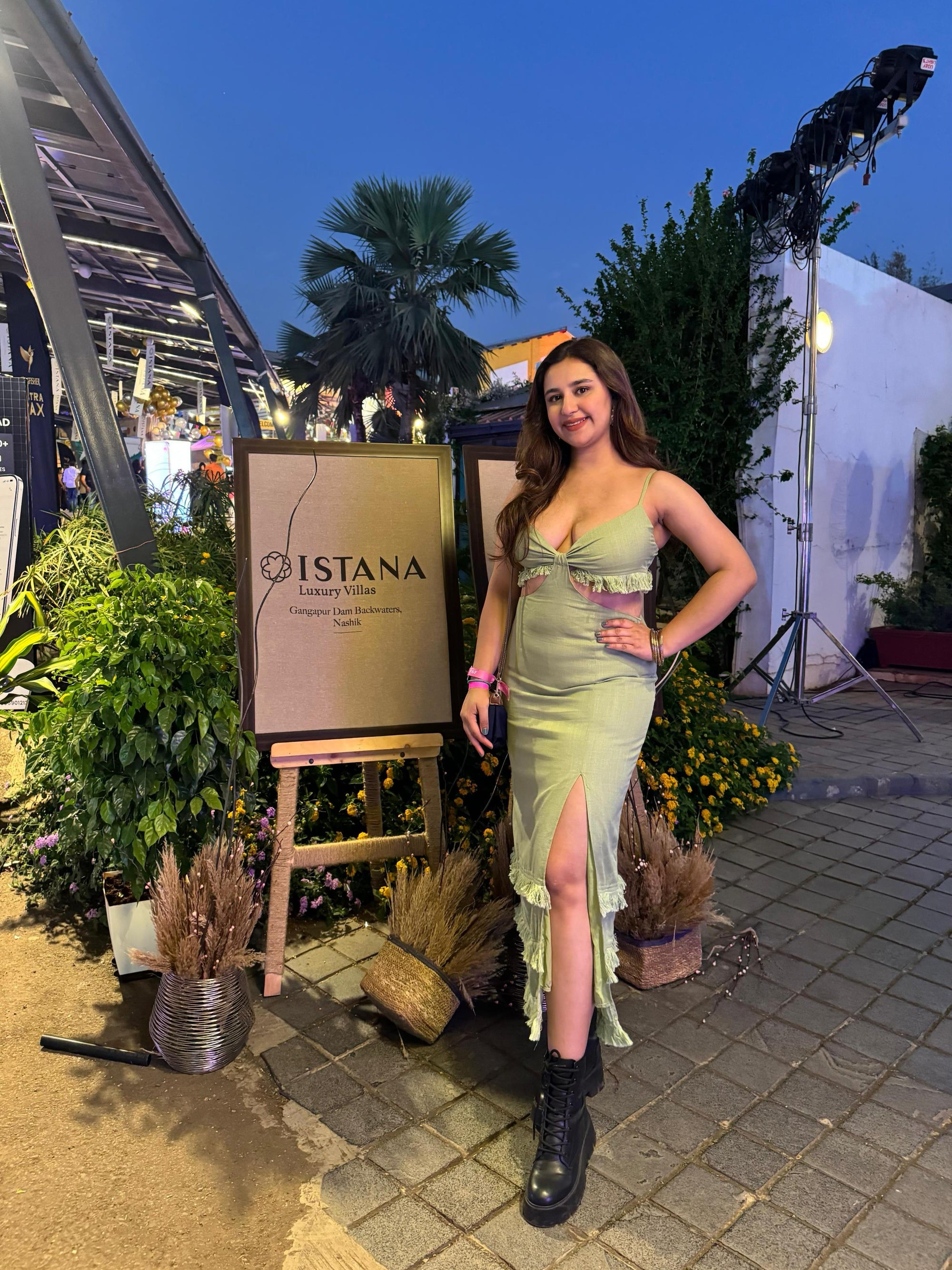 Tassel Detail Cutout Midi Dress