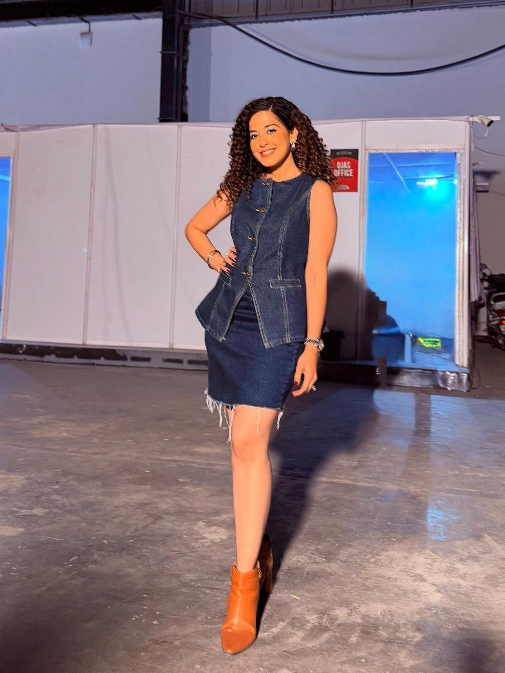 Denim Long Vest & Shorts Coord Set