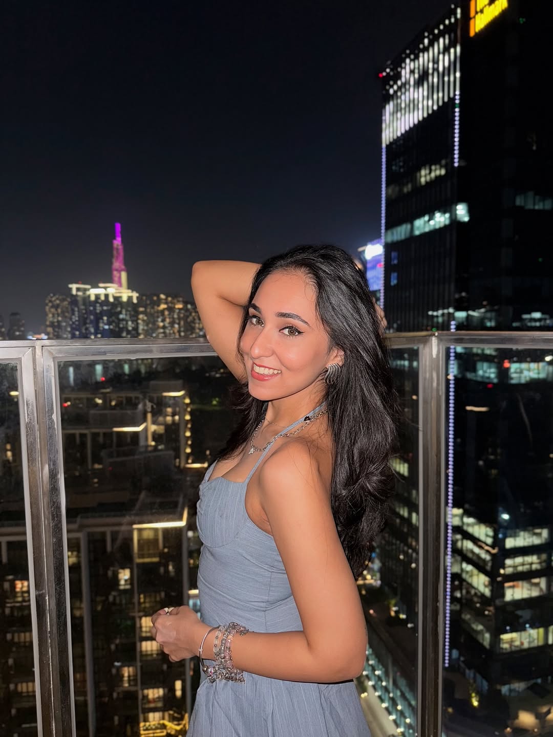 Striped Halterneck Grey Backless Flare Dress