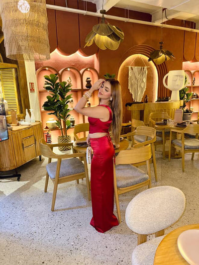 Tied Back Corset Top & Skirt Coord Set