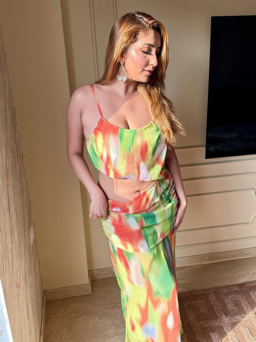 Spaghetti Strap Mesh Cutout Backless Knot Maxi Dress