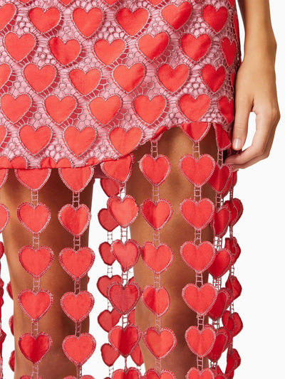 Heart Laser Print Cutout Sleeveless Fringe Midi Dress