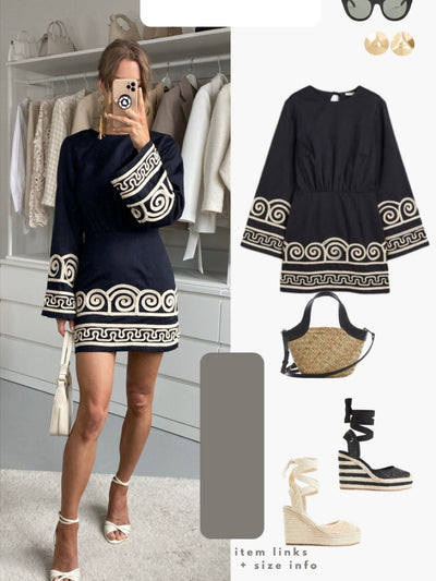 French Short Embroidered Dress