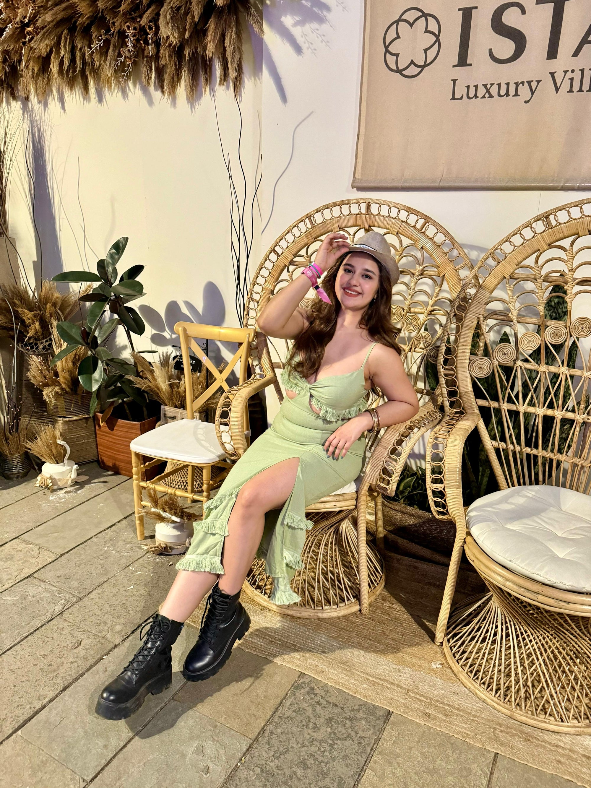 Tassel Detail Cutout Midi Dress