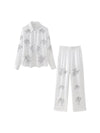 White Embroidered Shirt & Pants Coord Set