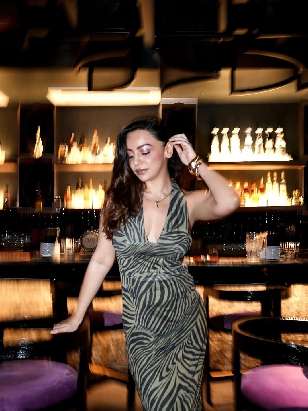 Animal Print Halterneck Backless Ruched Dress