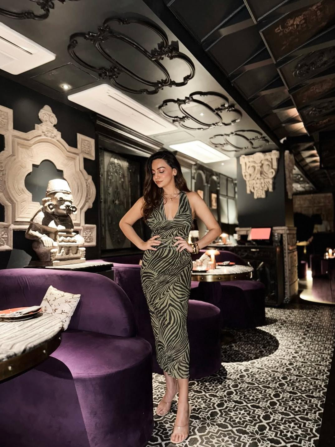 Animal Print Halterneck Backless Ruched Dress