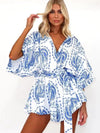 Loose Casual Printed Summer Romper with Belt