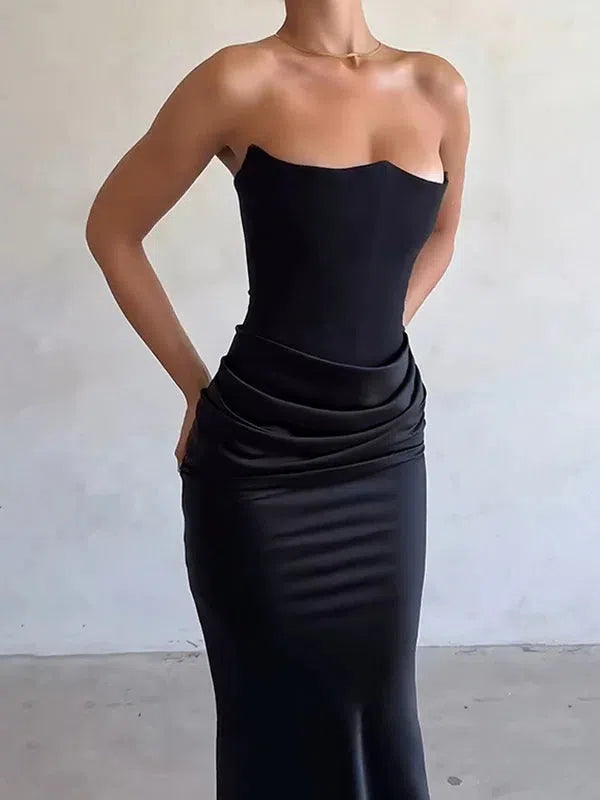 Velvet Sera Tube Corset Ruched Maxi Dress