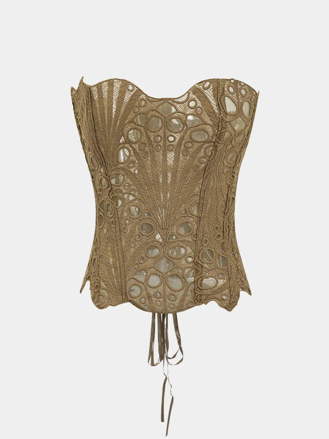 Valencia Mesh Lace Tie Back Tube Top