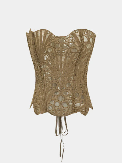Valencia Mesh Lace Tie Back Tube Top