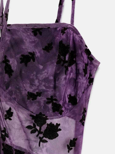 Midnight Bloom Mesh Maxi Dress