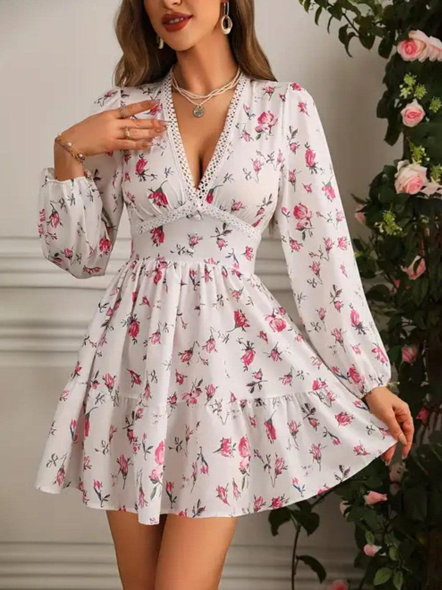 Floral Print Short A Line Dress