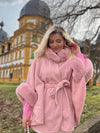 Woolen Fur Cape Jacket With Belt