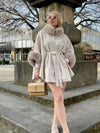 Woolen Fur Cape Jacket With Belt