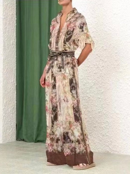 Vintage Print Shirt And Pant Coord Set