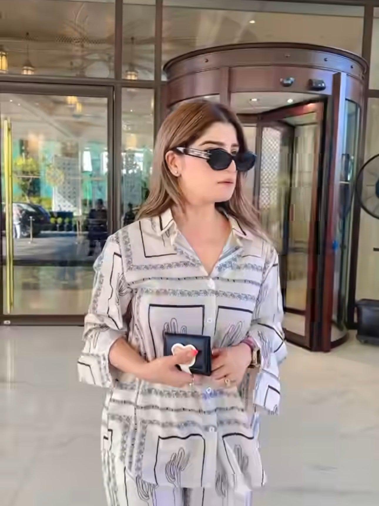 Linen Abstract Print Full Sleeves Shirt & Pants Coord Set