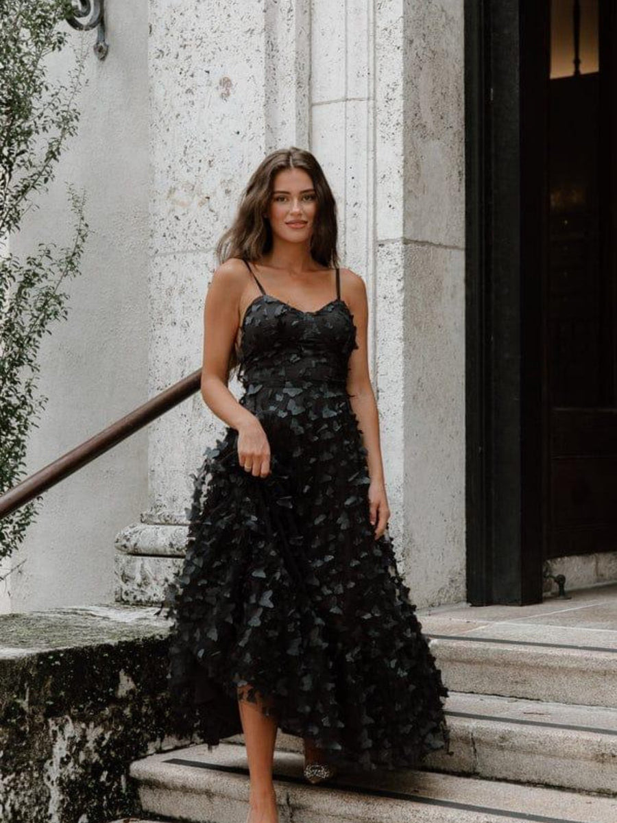 Butterfly Patch Spaghetti Strap Dress