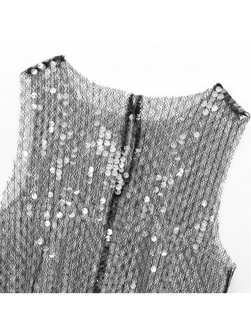 Sleeveless Sequins Vest Top
