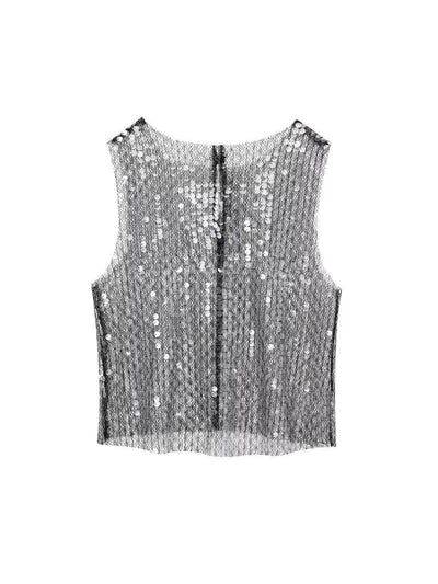 Sleeveless Sequins Vest Top