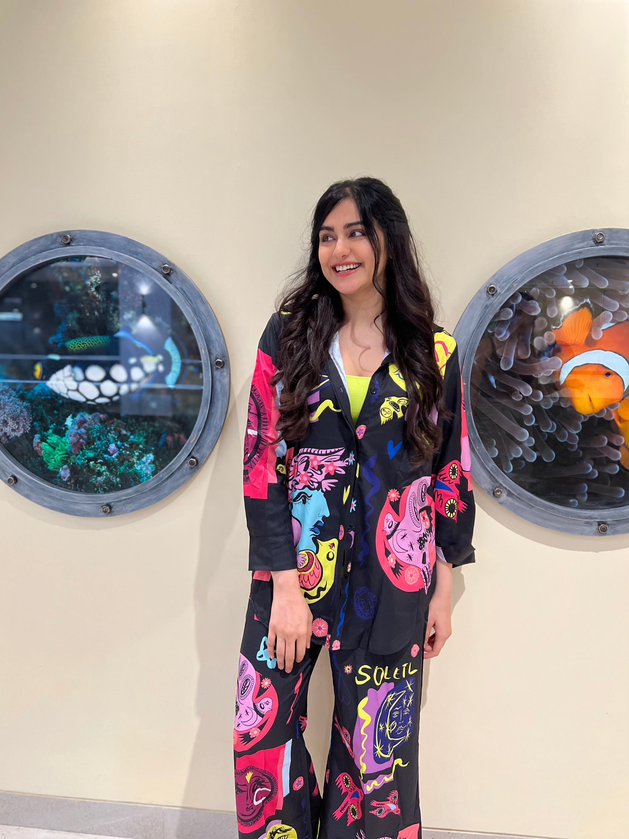 Abstract Print Shirt & Pants Co-ord Set