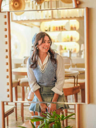 Short Denim Skirt with Belt