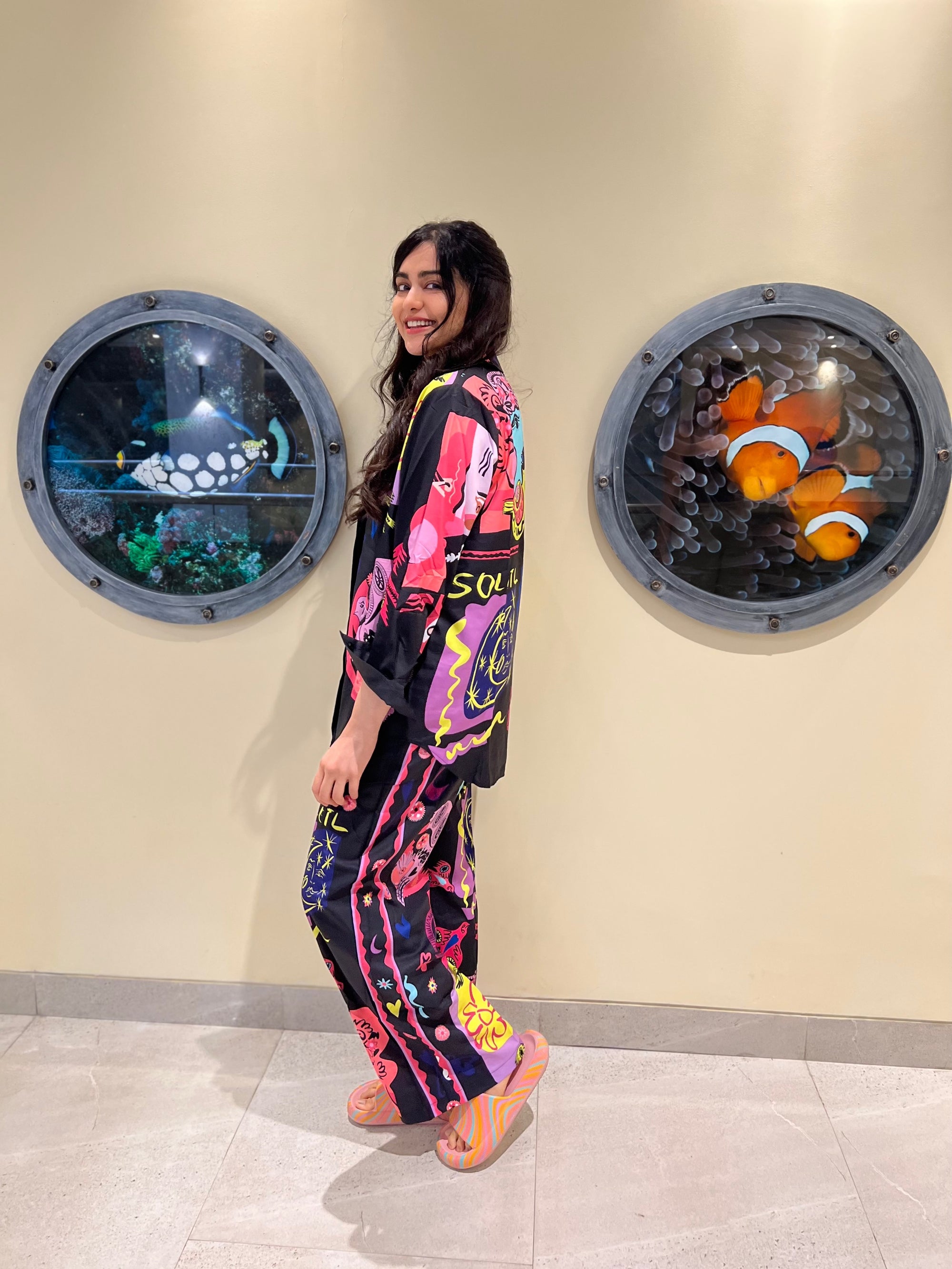 Abstract Print Shirt & Pants Co-ord Set