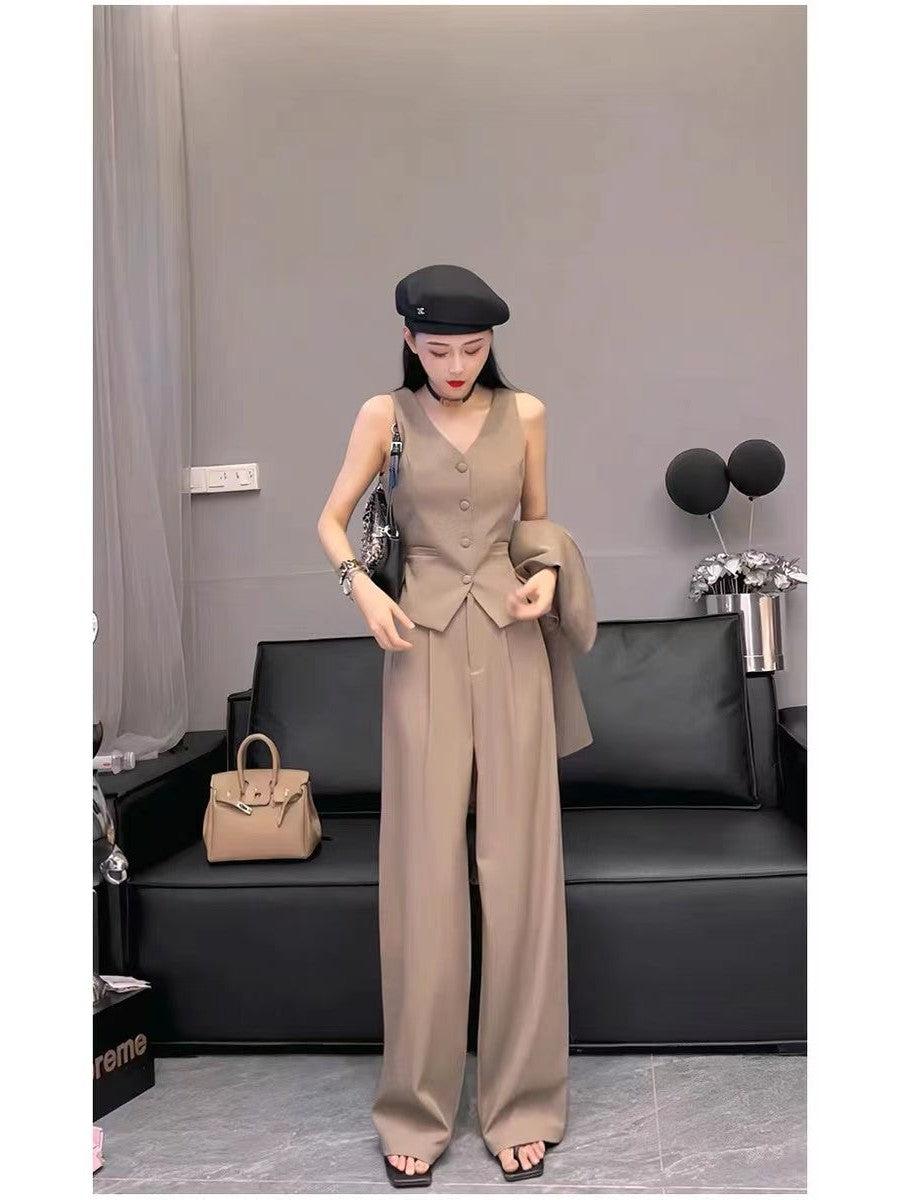 Waist Vest Coat & Wide Leg Pant Coord Set