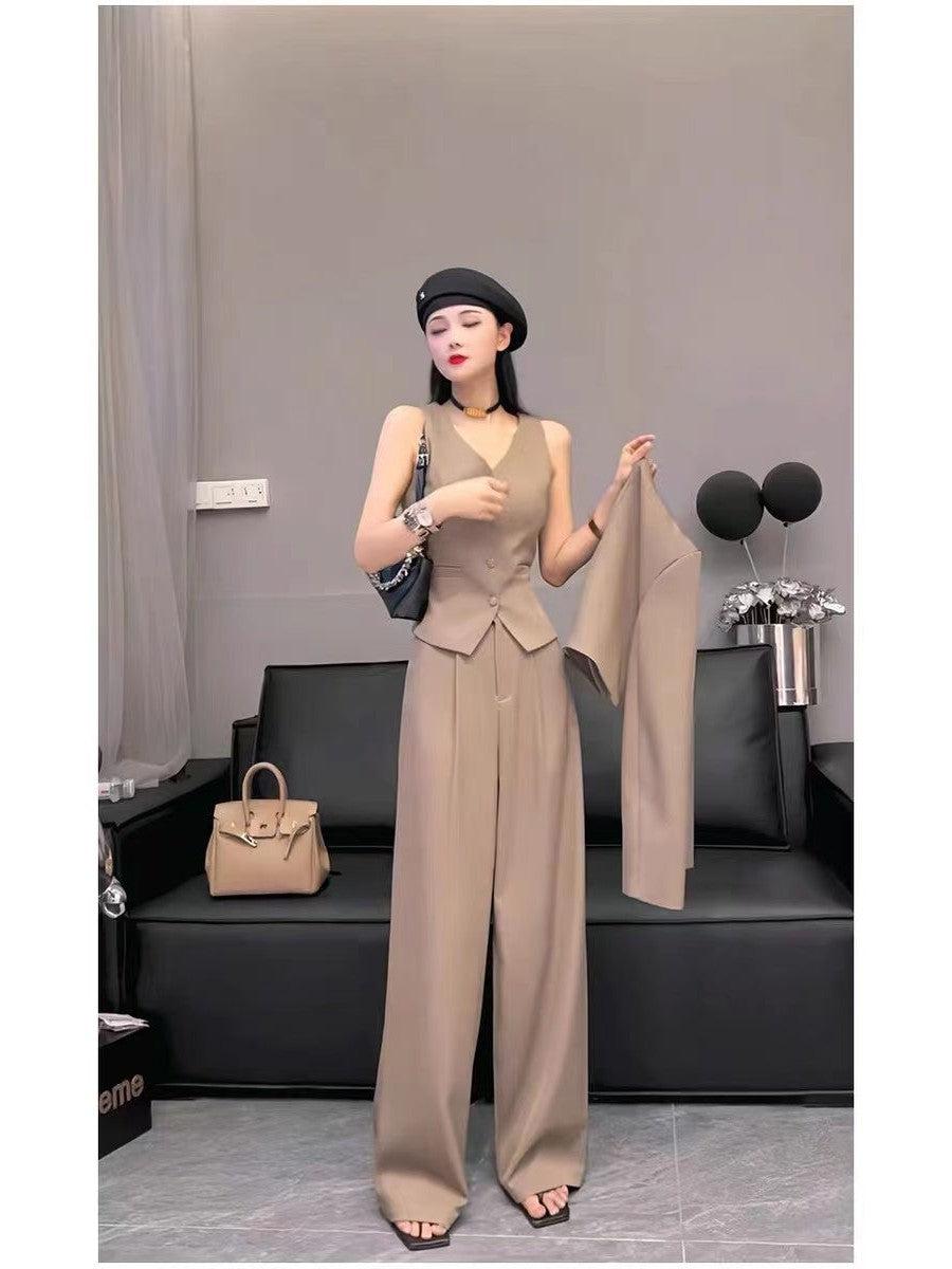 Waist Vest Coat & Wide Leg Pant Coord Set