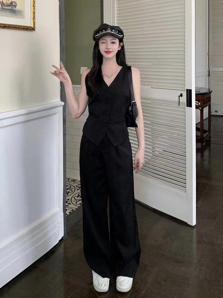Waist Vest Coat & Wide Leg Pant Coord Set