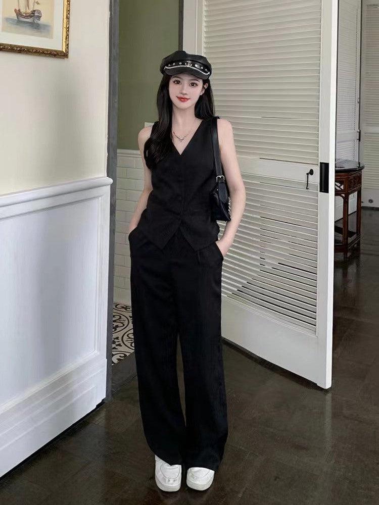 Waist Vest Coat & Wide Leg Pant Coord Set
