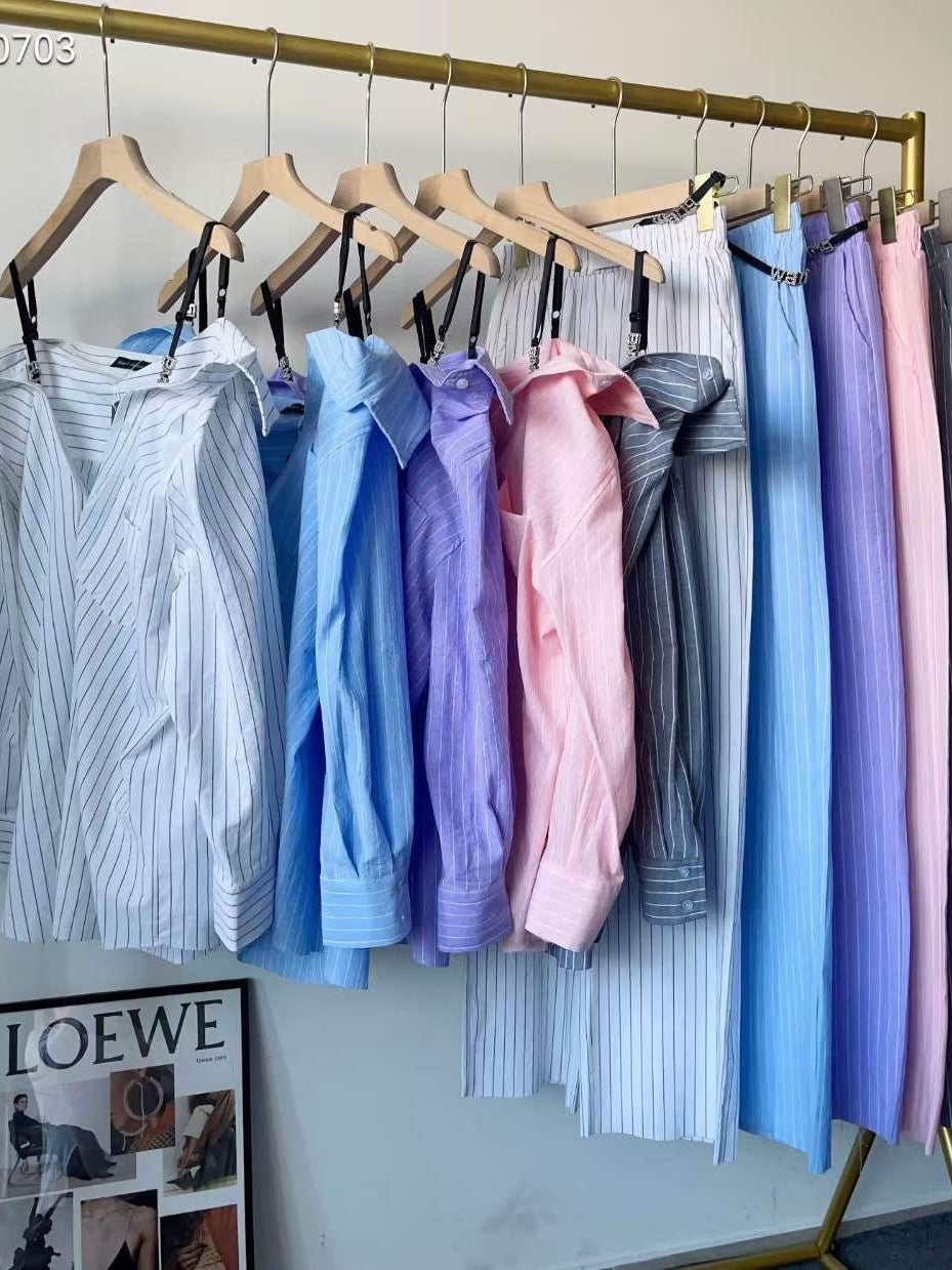 Striped Shirt & Pants Coord Set