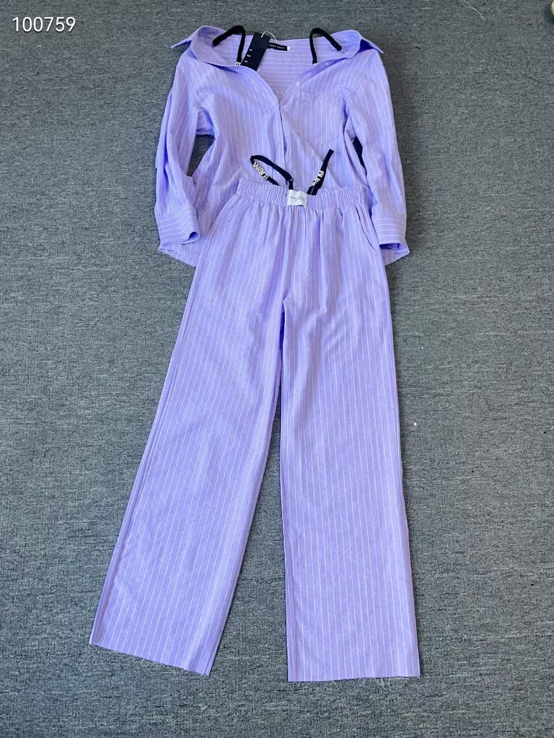 Striped Shirt & Pants Coord Set