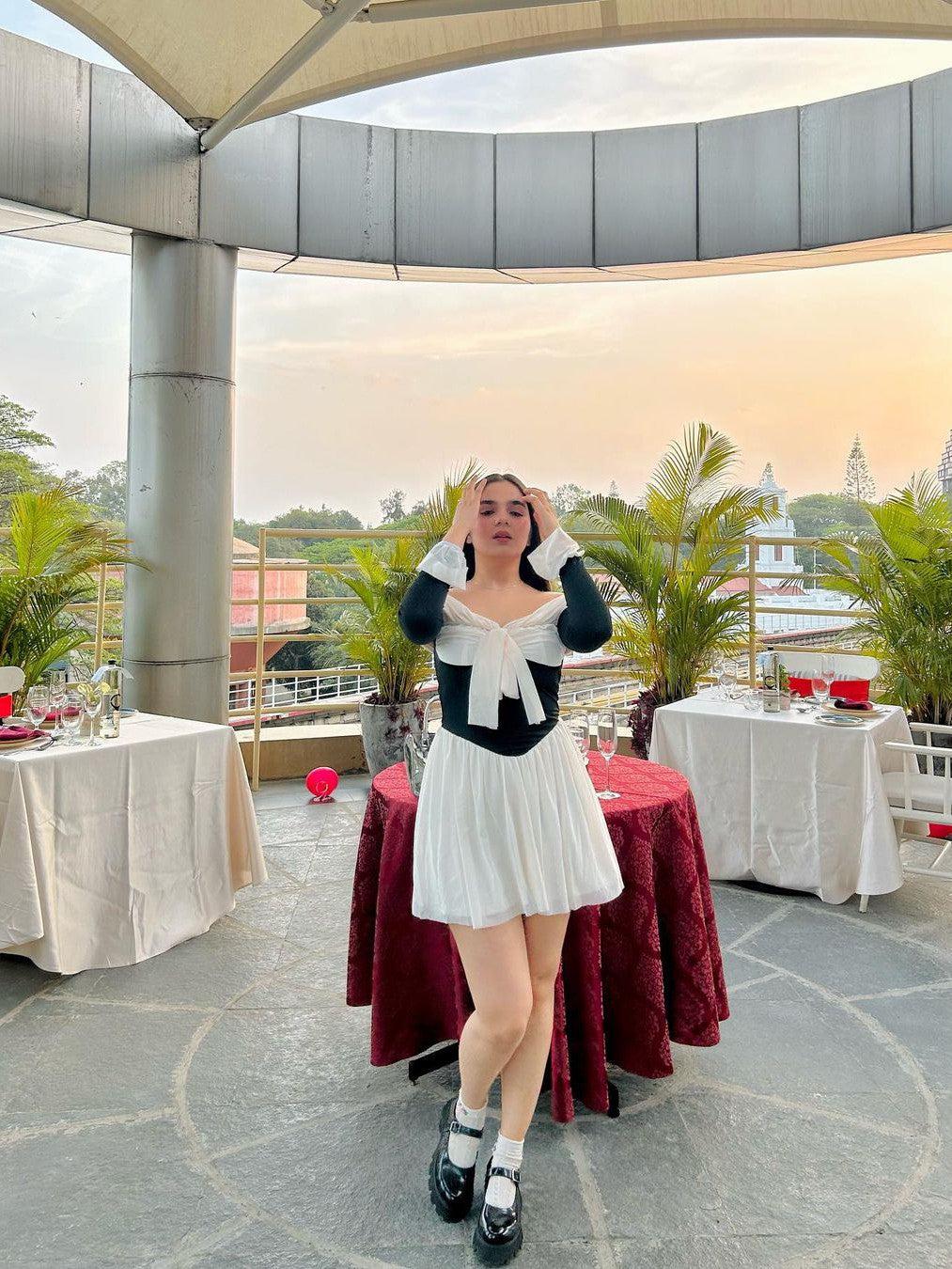 Off Shoulder Bell Sleeve A Line Ruffle Dress