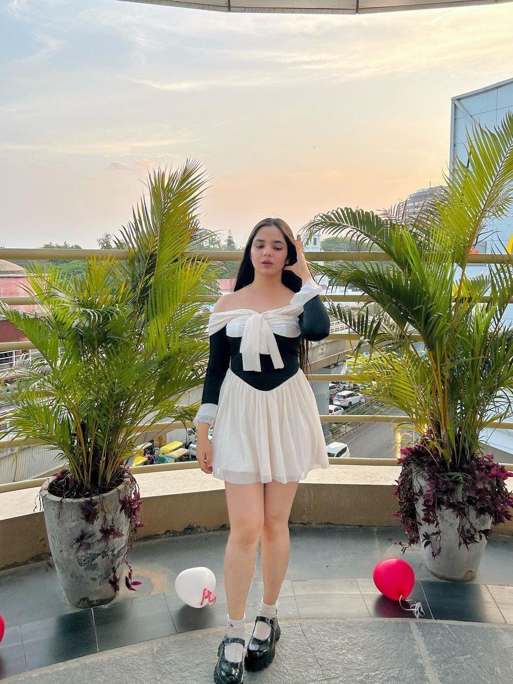 Off Shoulder Bell Sleeve A Line Ruffle Dress