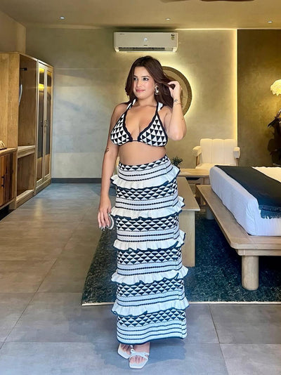 Kohsa Ruffle Bikini Top & Skirt Coord Set