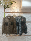 See Throught Printed Shirt with Lace Pockets