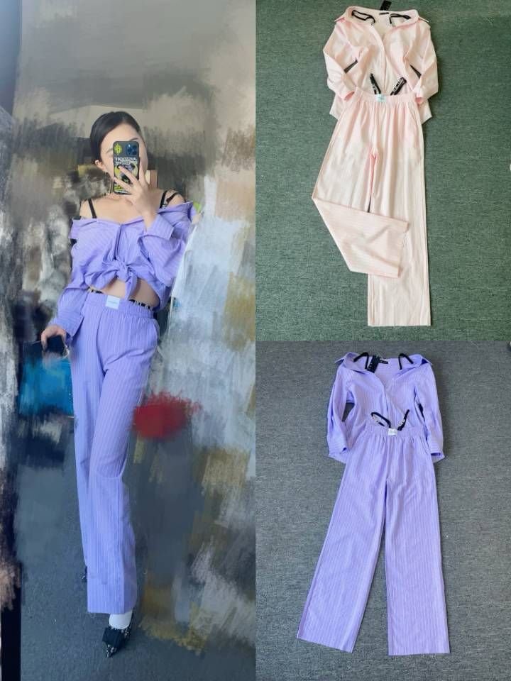 Striped Shirt & Pants Coord Set