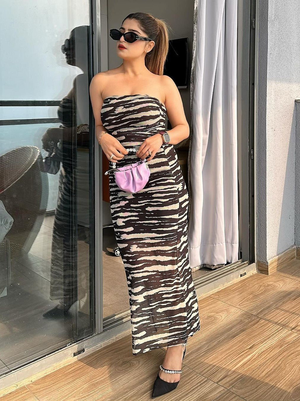 Strapless Tie Dye Tulle Tube Dress