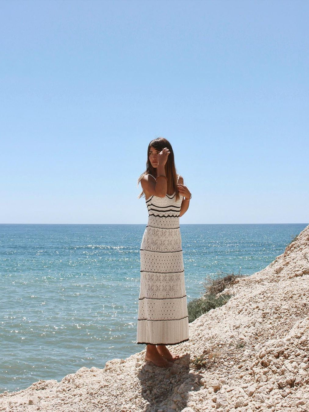 Spaghetti Strap Knitting Beach Maxi Dress