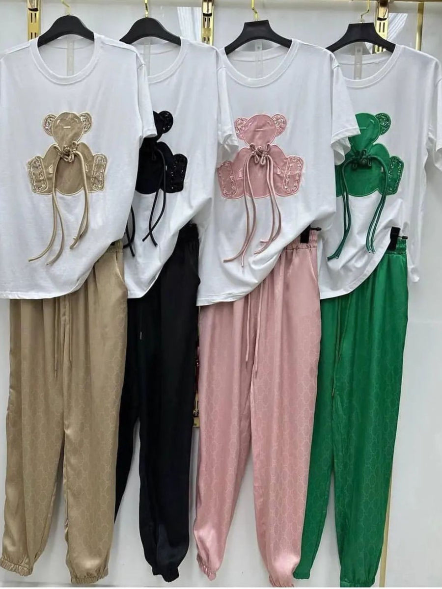 Print T Shirt & Wide Leg Pants Coord Set