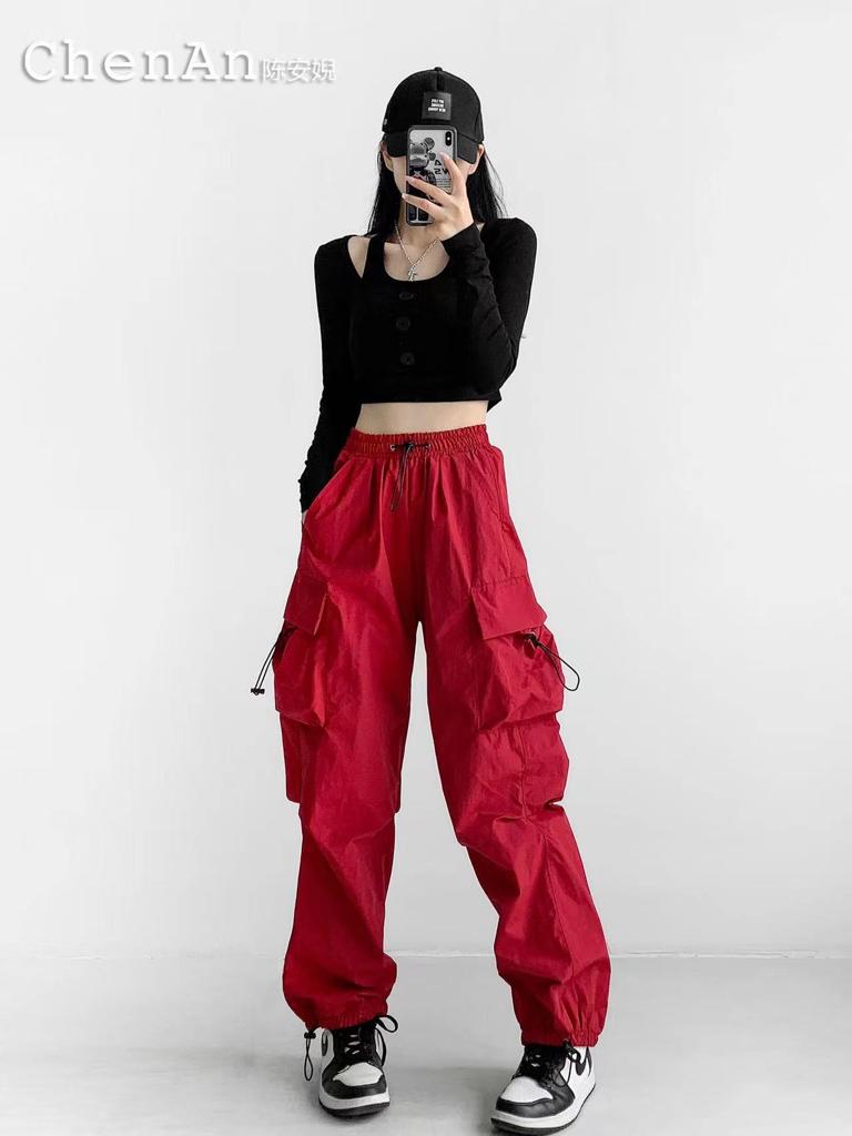 Only Red Relaxed Fit Mid Rise Cargo