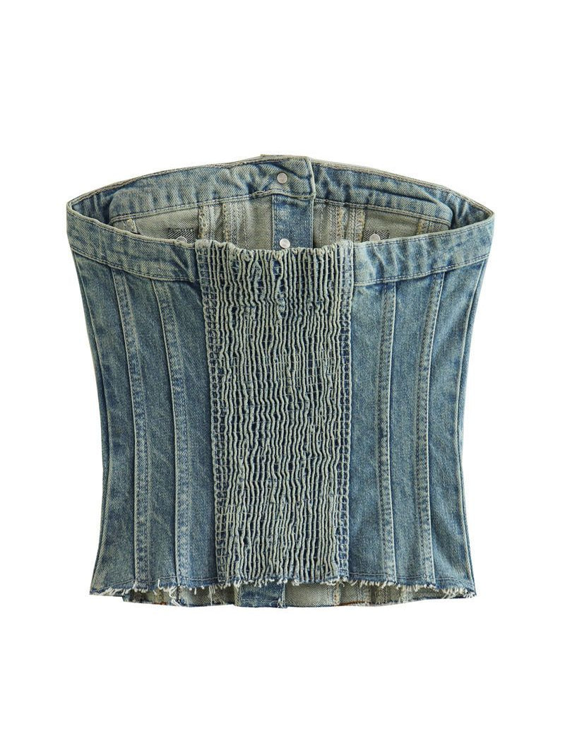 Denim Corset Tube Top