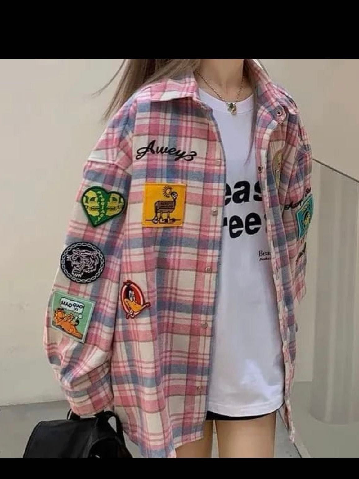 Plaid Patchwork Cotton Shirt Dress