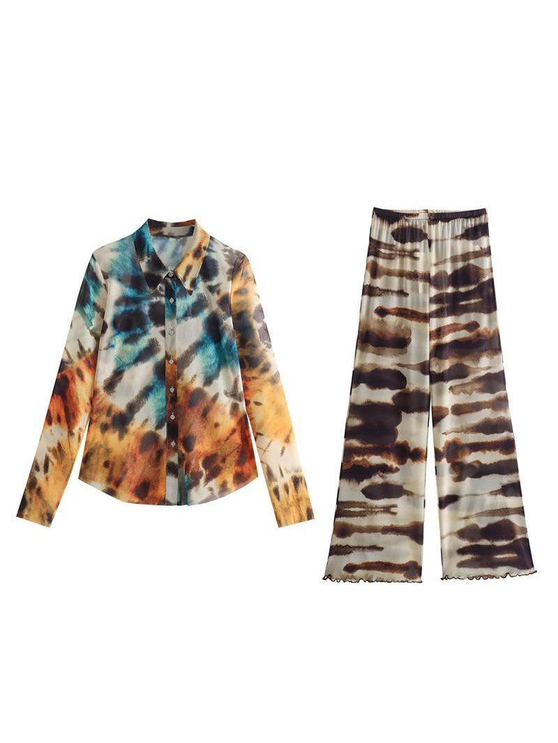 High Waist Sheer Mesh Trouser & Shirt Coord Set