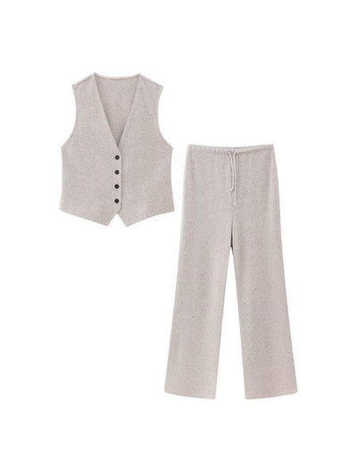 Knitted Vest Waist Coat & Pants Coord Set