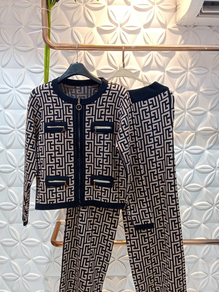 B Print Woolen Coord Set