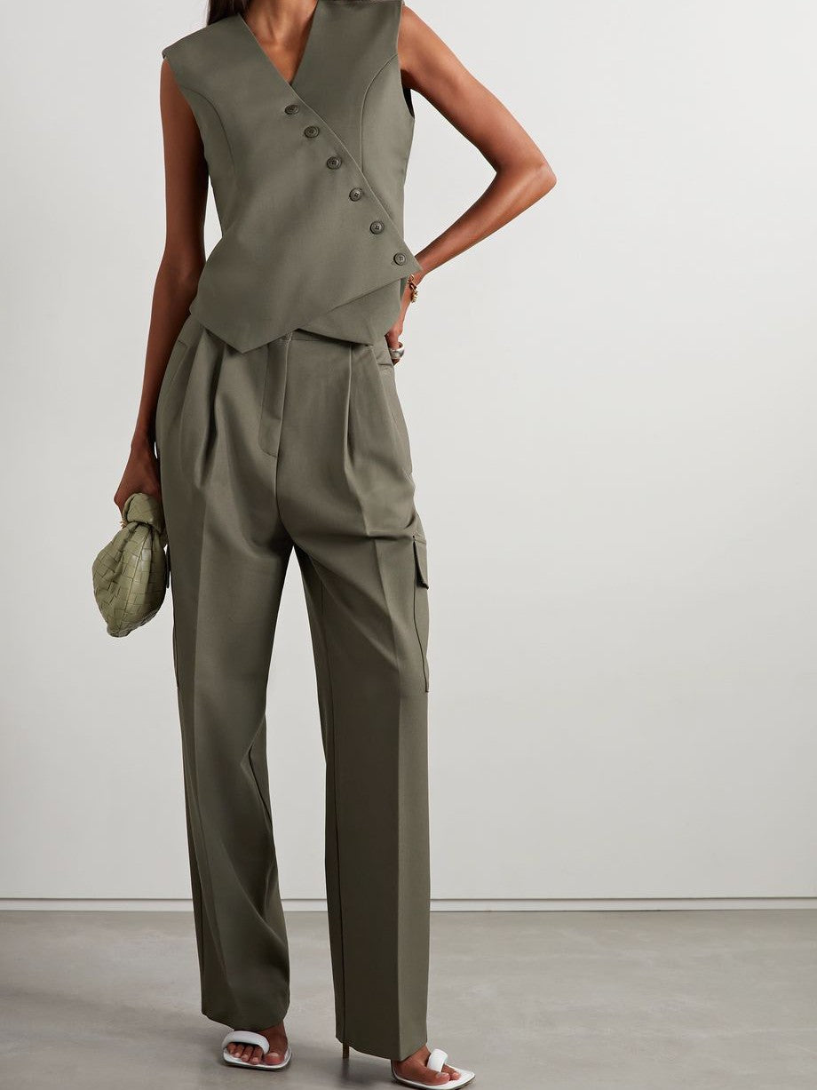 Waist Coat Vest & Cargo Pants Coord Set